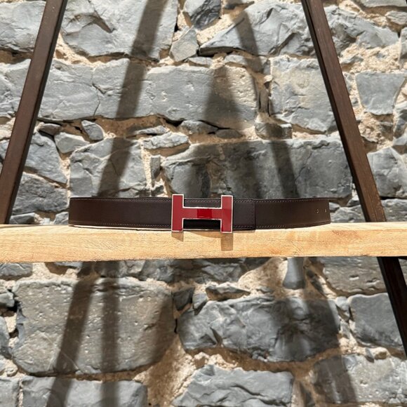 Hermès Red Enamel Quizz H Buckle Red Reversible Belt - Picture 2 of 13
